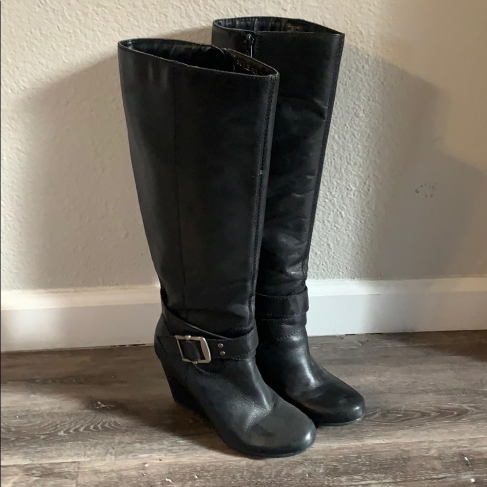 Black leather boot